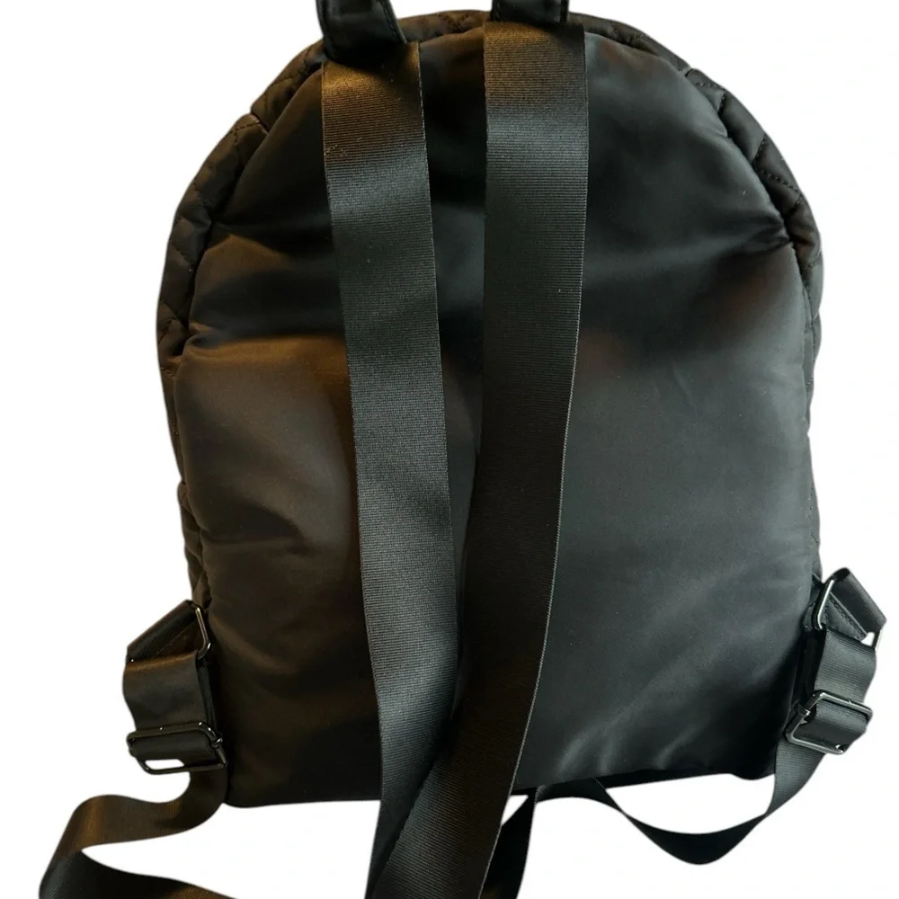 Steve Madden Black Minimalist Backpack with Textured Fabric